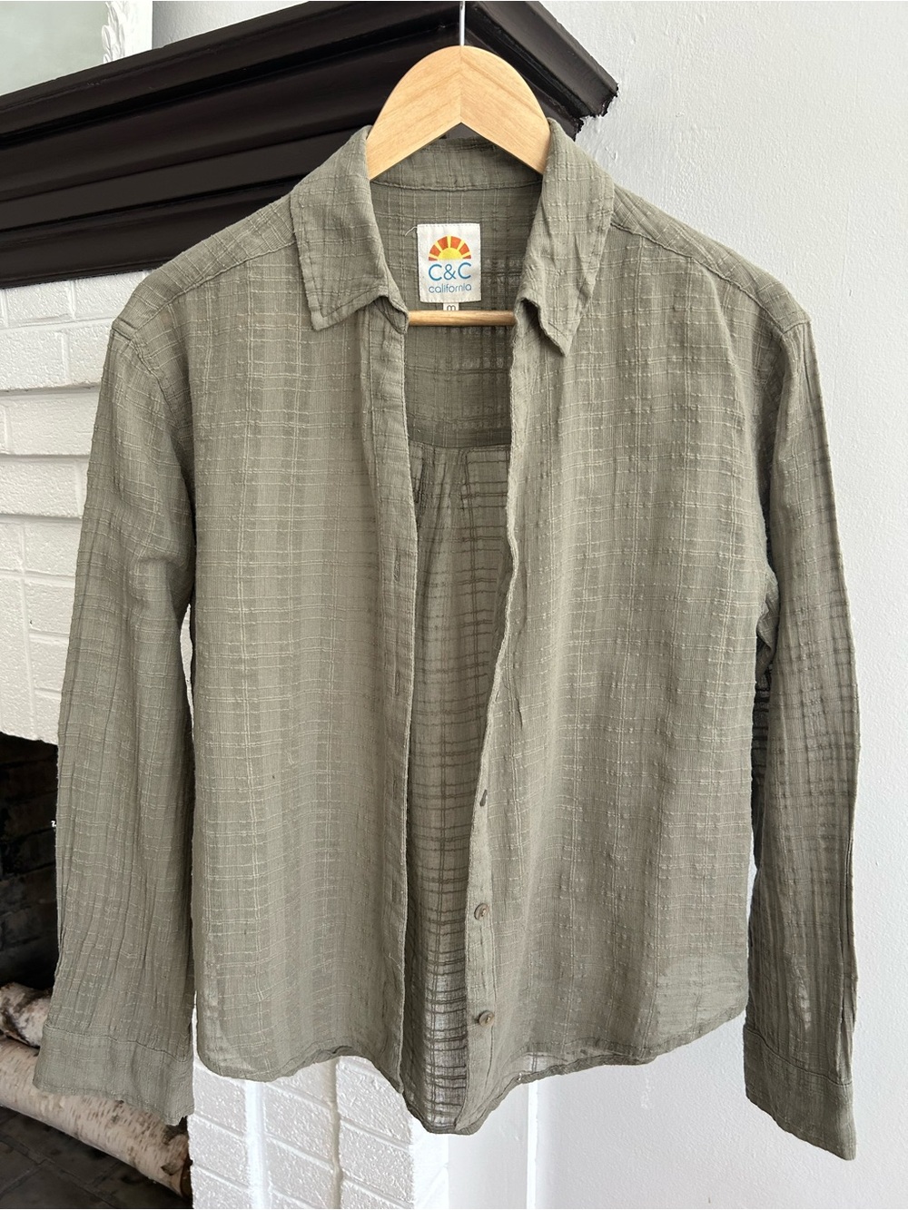C&C California Olive Green Lightweight Button Shirt Jacket